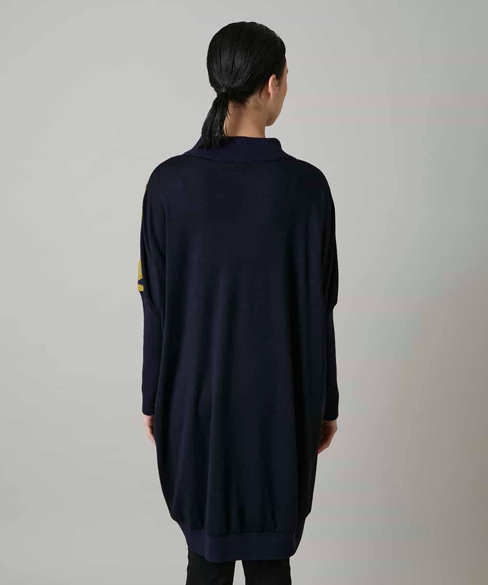 RHPAE14790 HIROKO KOSHINO(ヒロココシノ) 膨れジャカードデザインニットチュニック/日本製 イエロー