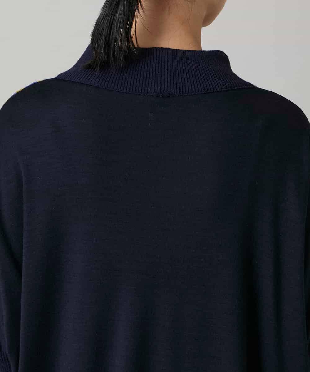 RHPAE14790 HIROKO KOSHINO(ヒロココシノ) 膨れジャカードデザインニットチュニック/日本製 イエロー