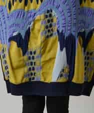 RHPAE14790 HIROKO KOSHINO(ヒロココシノ) 膨れジャカードデザインニットチュニック/日本製 イエロー