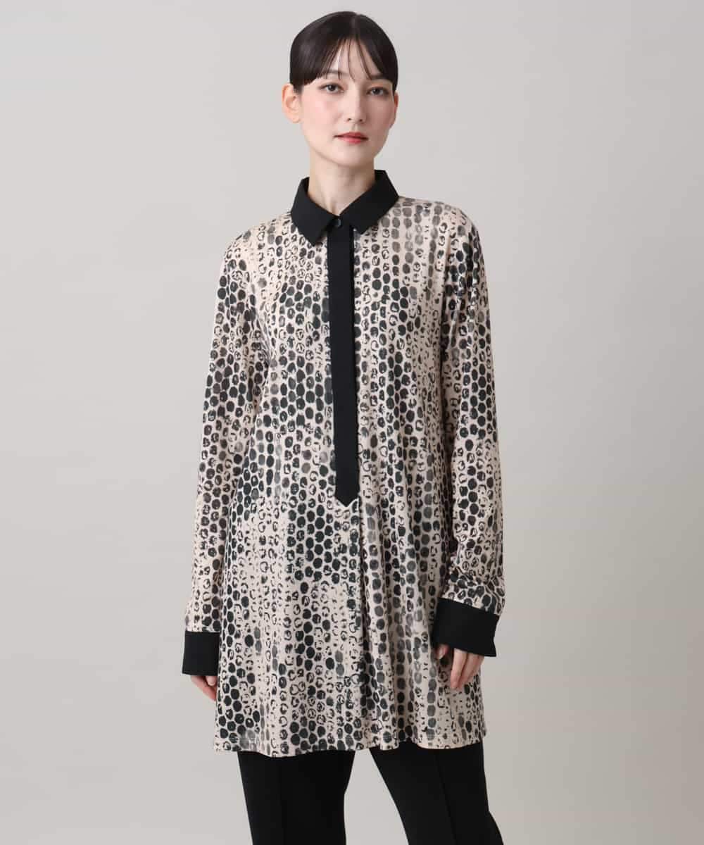 RHPAG08630 HIROKO KOSHINO(ヒロココシノ) グラフィティプリントドッキングチュニックカットソー /日本製 ベージュ