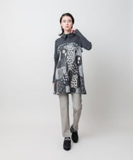 RHPAH14660 HIROKO KOSHINO(ヒロココシノ) アートモチーフジャガードニットチュニック /日本製 グレー
