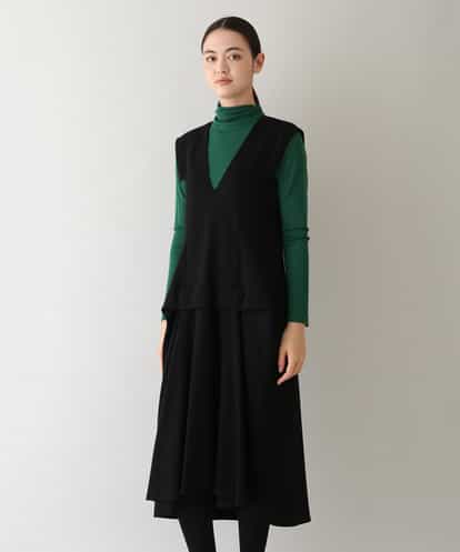 RHPAX10540 HIROKO KOSHINO 【日本製/洗える】タックフレアデザインジャンパースカート