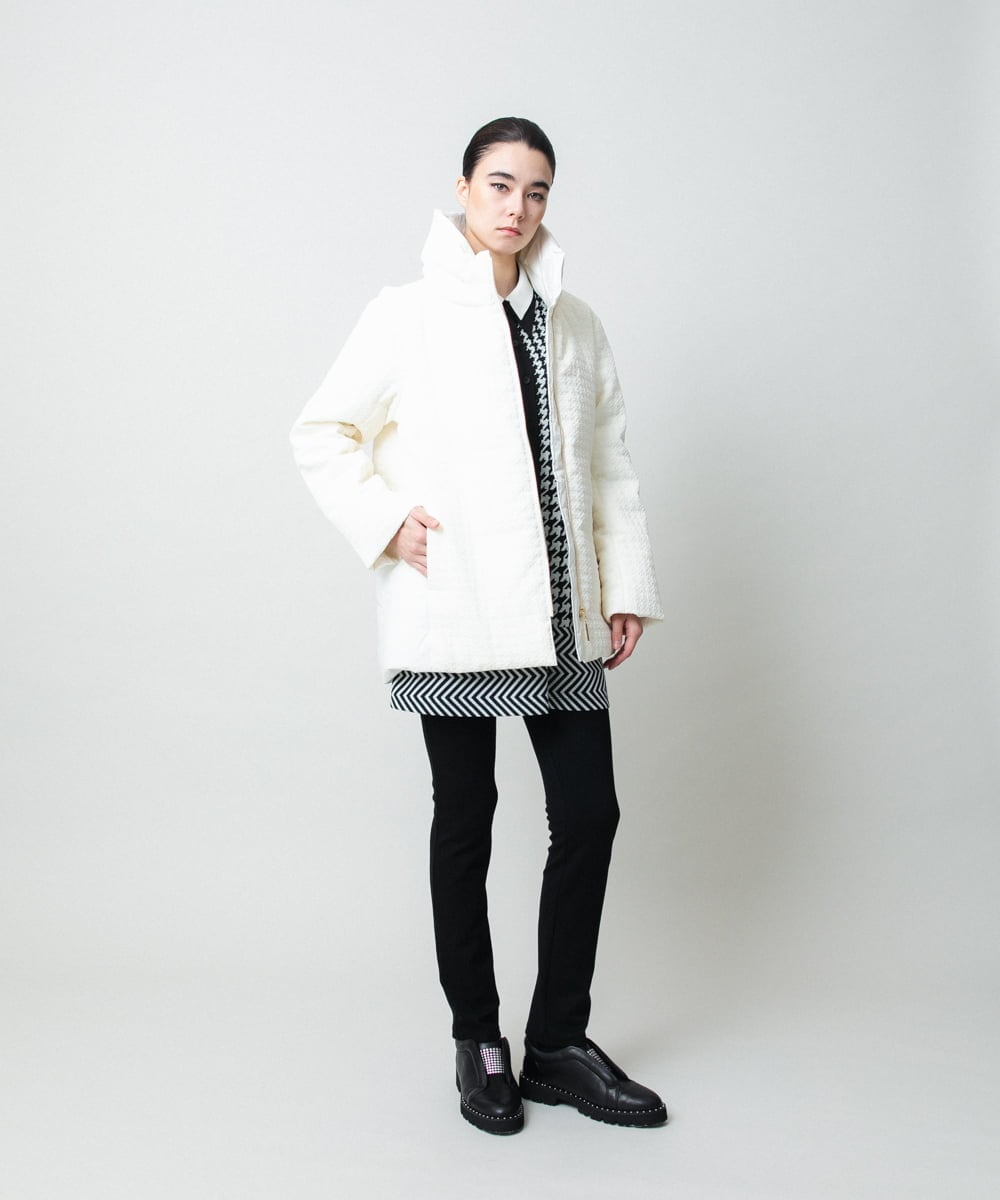 RHPCD30630 HIROKO KOSHINO(ヒロココシノ) 千鳥幾何柄シャツライクチュニック/日本製/洗える ブラック