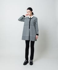 RHPCD30630 HIROKO KOSHINO(ヒロココシノ) 千鳥幾何柄シャツライクチュニック/日本製/洗える ブラック