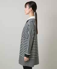 RHPCD30630 HIROKO KOSHINO(ヒロココシノ) 千鳥幾何柄シャツライクチュニック/日本製/洗える ブラック