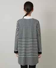 RHPCD30630 HIROKO KOSHINO(ヒロココシノ) 千鳥幾何柄シャツライクチュニック/日本製/洗える ブラック