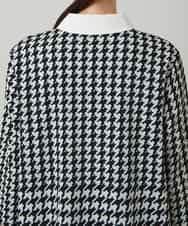 RHPCD30630 HIROKO KOSHINO(ヒロココシノ) 千鳥幾何柄シャツライクチュニック/日本製/洗える ブラック