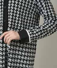 RHPCD30630 HIROKO KOSHINO(ヒロココシノ) 千鳥幾何柄シャツライクチュニック/日本製/洗える ブラック