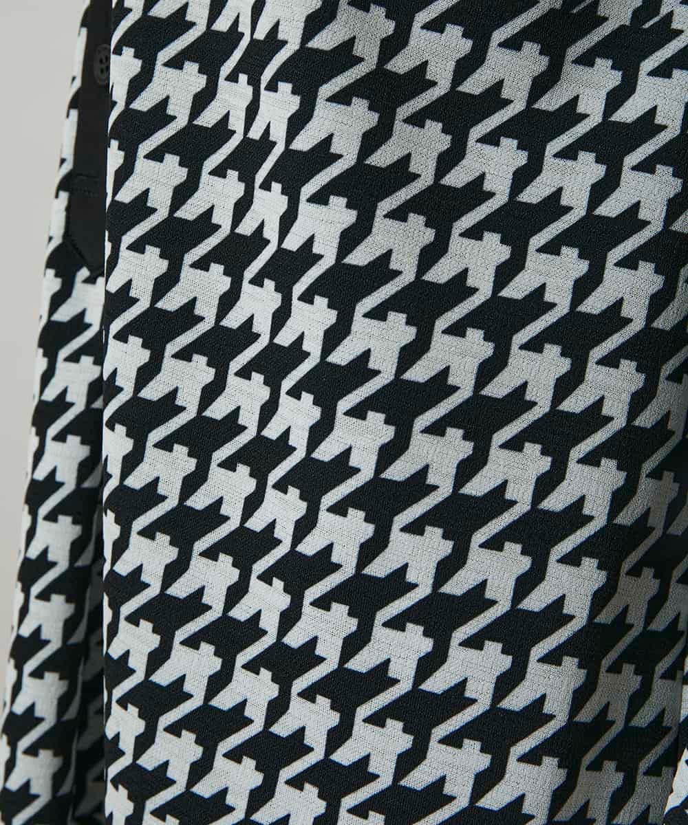 RHPCD30630 HIROKO KOSHINO(ヒロココシノ) 千鳥幾何柄シャツライクチュニック/日本製/洗える ブラック