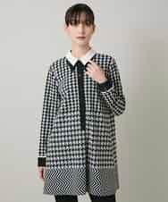 RHPCD30630 HIROKO KOSHINO(ヒロココシノ) 千鳥幾何柄シャツライクチュニック/日本製/洗える ブラック