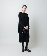 RHPCD33590 HIROKO KOSHINO(ヒロココシノ) フロントレースデザインシルエットワンピース/日本製/洗える ブラック