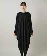 RHPCD33590 HIROKO KOSHINO(ヒロココシノ) フロントレースデザインシルエットワンピース/日本製/洗える ブラック