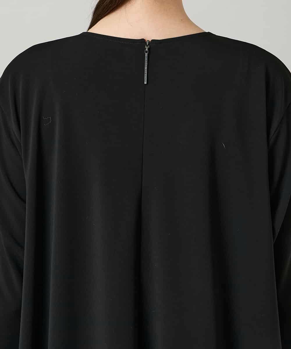 RHPCD33590 HIROKO KOSHINO(ヒロココシノ) フロントレースデザインシルエットワンピース/日本製/洗える ブラック