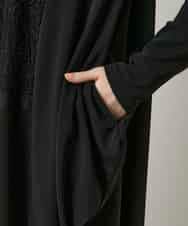 RHPCD33590 HIROKO KOSHINO(ヒロココシノ) フロントレースデザインシルエットワンピース/日本製/洗える ブラック