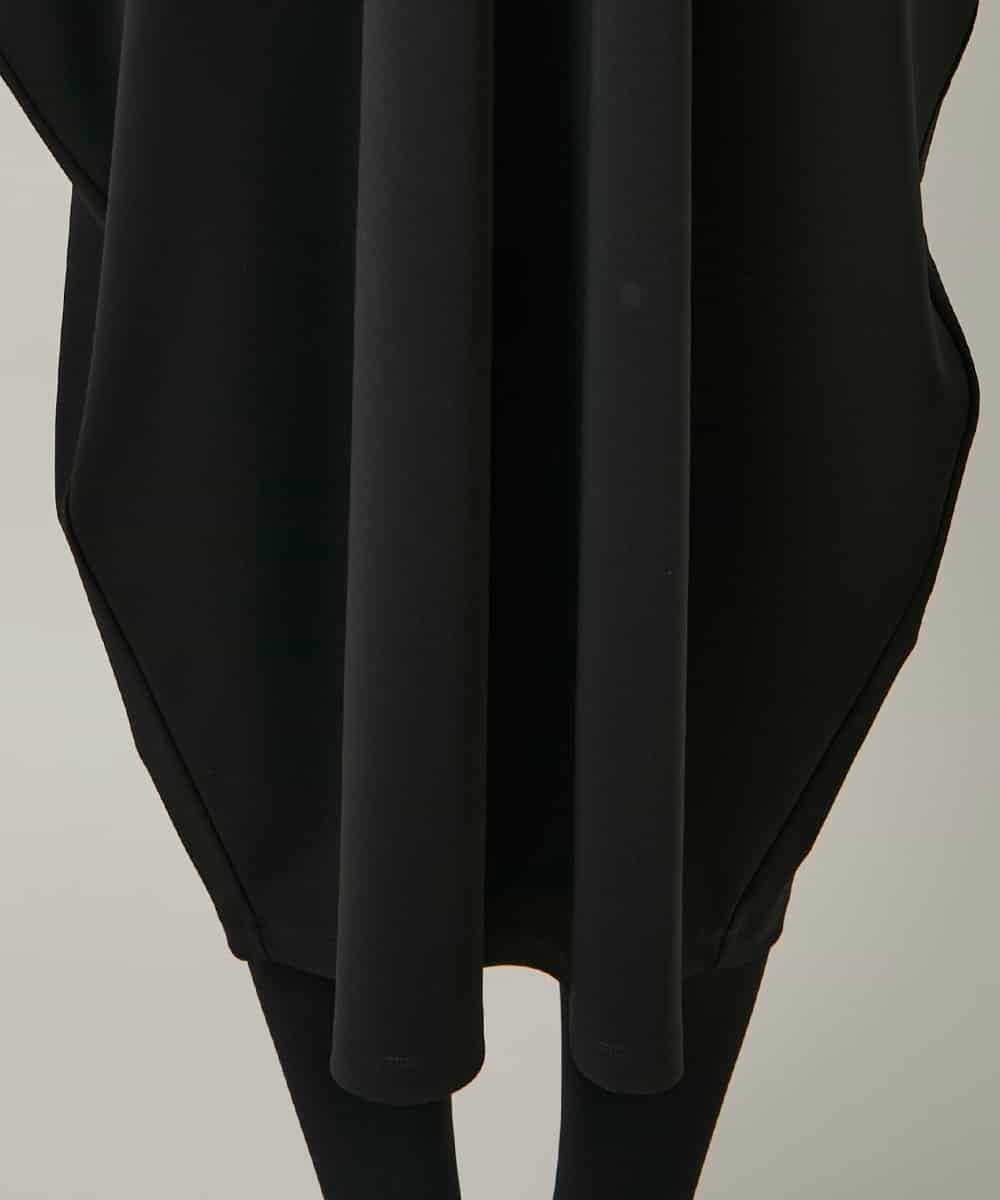 RHPCD33590 HIROKO KOSHINO(ヒロココシノ) フロントレースデザインシルエットワンピース/日本製/洗える ブラック