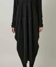 RHPCD33590 HIROKO KOSHINO(ヒロココシノ) フロントレースデザインシルエットワンピース/日本製/洗える ブラック