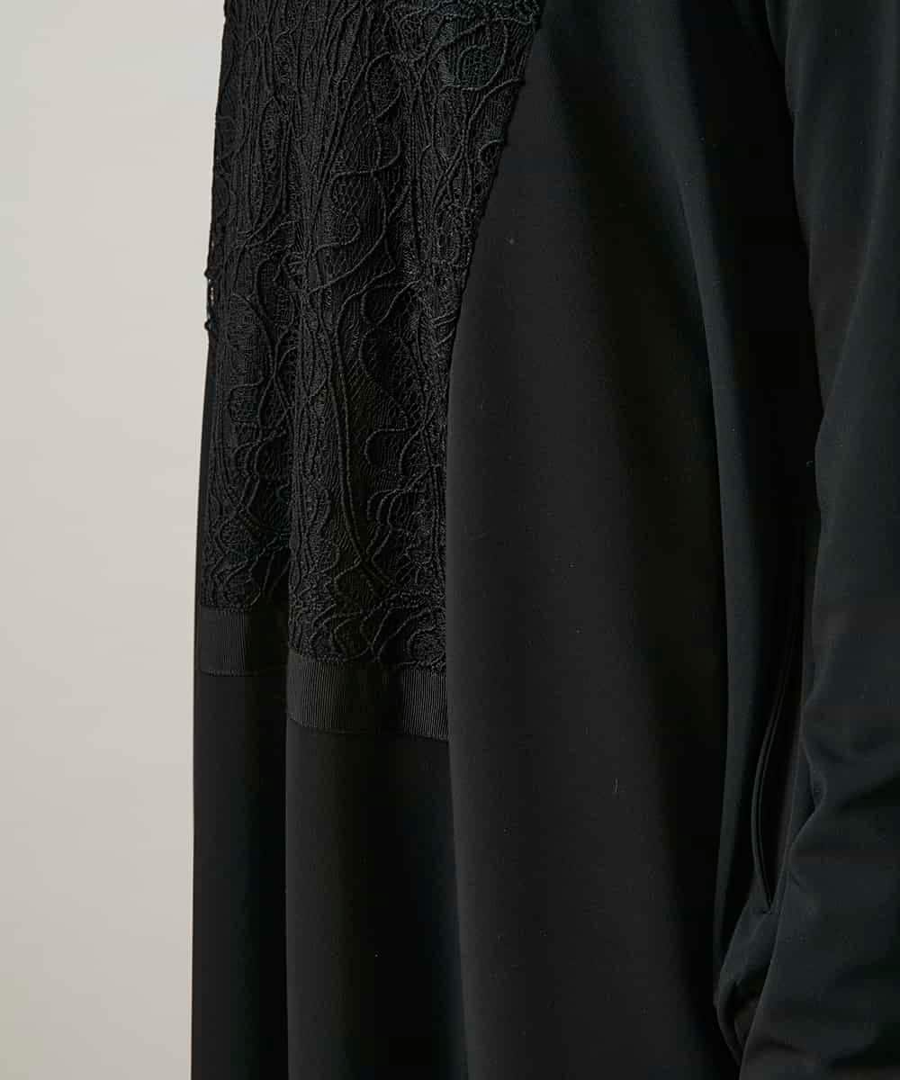 RHPCD33590 HIROKO KOSHINO(ヒロココシノ) フロントレースデザインシルエットワンピース/日本製/洗える ブラック