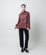 RHPCD39590 HIROKO KOSHINO(ヒロココシノ) ハイネックギャザーブラウス/日本製/洗える レッド