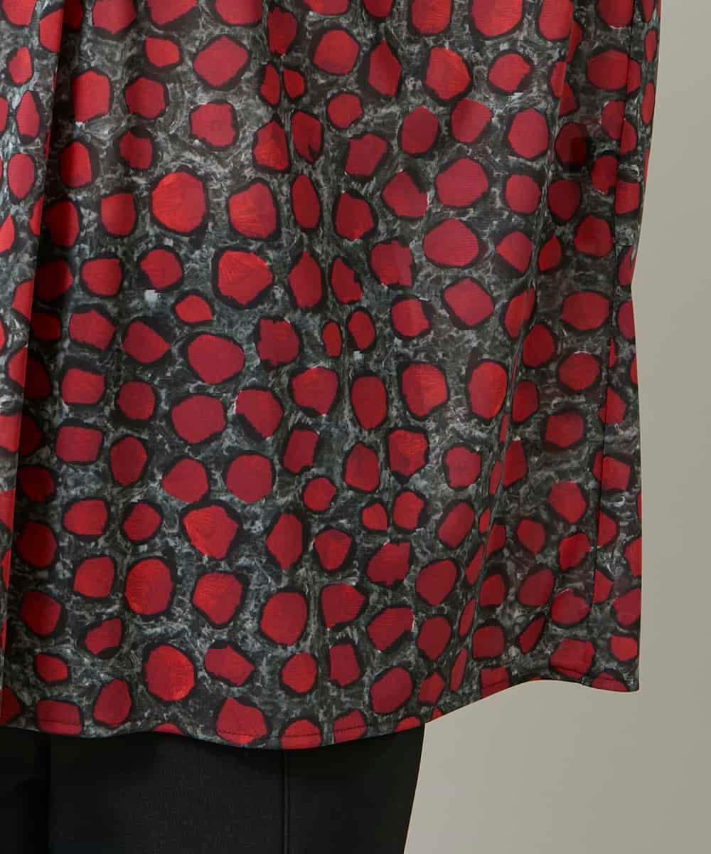 RHPCD39590 HIROKO KOSHINO(ヒロココシノ) ハイネックギャザーブラウス/日本製/洗える レッド