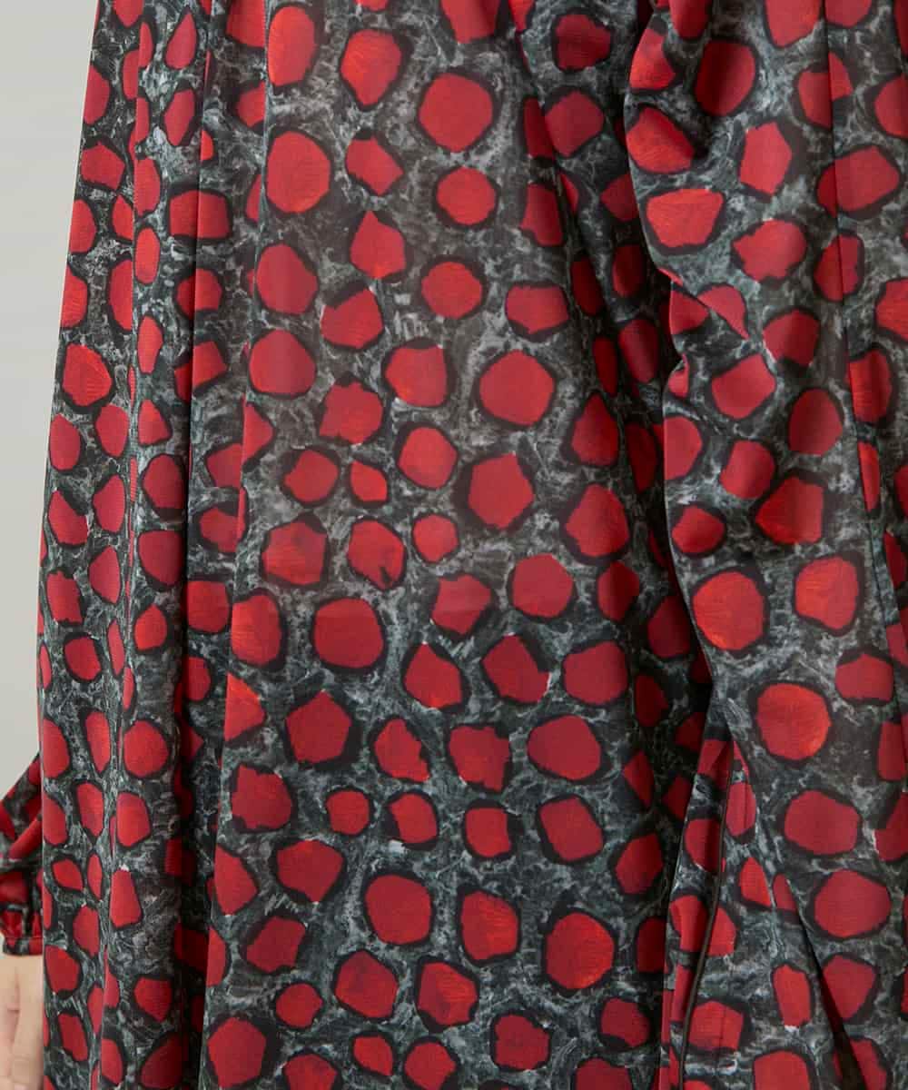 RHPCD39590 HIROKO KOSHINO(ヒロココシノ) ハイネックギャザーブラウス/日本製/洗える レッド