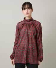 RHPCD39590 HIROKO KOSHINO(ヒロココシノ) ハイネックギャザーブラウス/日本製/洗える レッド