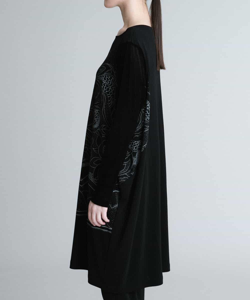 RHPCR07540 HIROKO KOSHINO(ヒロココシノ) 【洗える/日本製】デザインプリントドレス ブラック