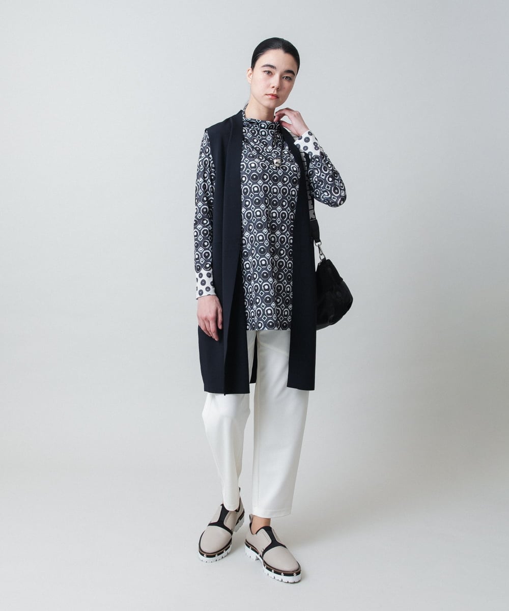 RHPED52430 HIROKO KOSHINO(ヒロココシノ) 【ブラック：WEB/京王百貨店新宿店限定カラー】ドットスクエアAラインデザインチュニック /日本製/洗える ピンク