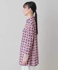 RHPED52430 HIROKO KOSHINO(ヒロココシノ) ドットスクエアAラインデザインチュニック /日本製/洗える ピンク