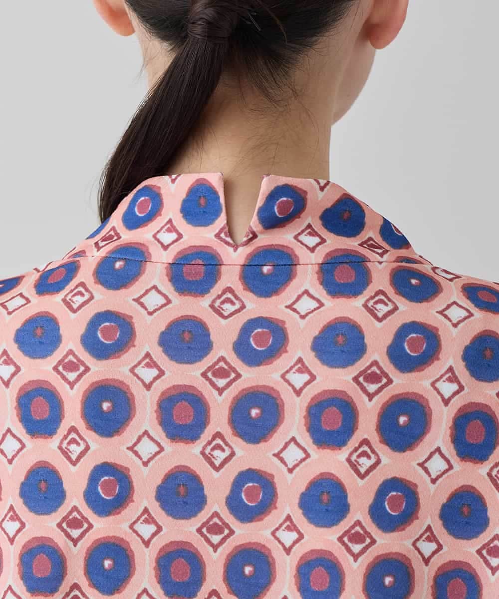 RHPED52430 HIROKO KOSHINO(ヒロココシノ) ドットスクエアAラインデザインチュニック /日本製/洗える ピンク