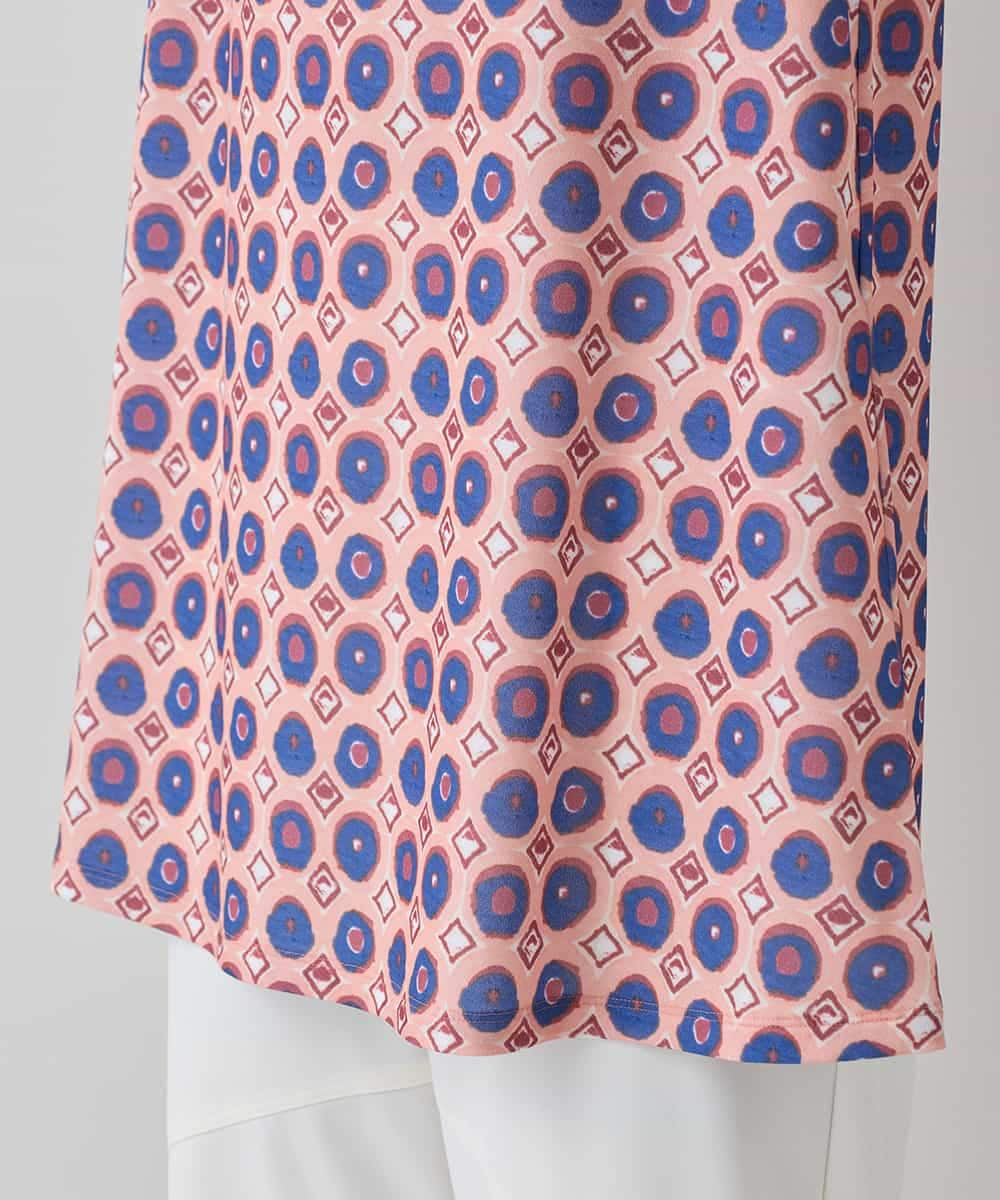 RHPED52430 HIROKO KOSHINO(ヒロココシノ) ドットスクエアAラインデザインチュニック /日本製/洗える ピンク