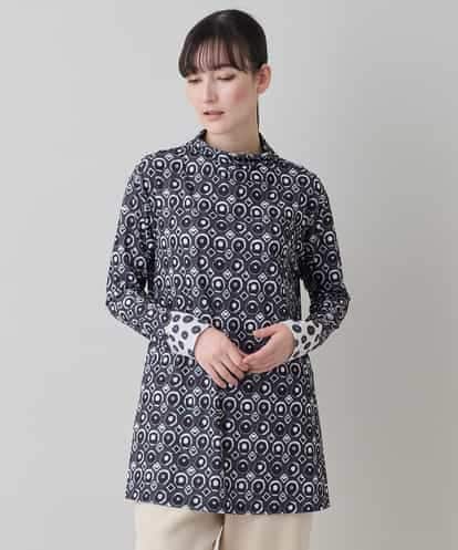 RHPED52430 HIROKO KOSHINO 【ブラック：WEB/京王百貨店新宿店限定カラー】ドットスクエアAラインデザインチュニック /日本製/洗える