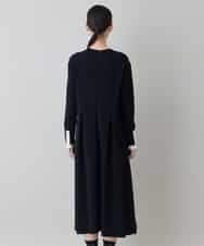 RHPED55660 HIROKO KOSHINO(ヒロココシノ) 配色ライン立体デザインワンピース /日本製/洗える ブラック