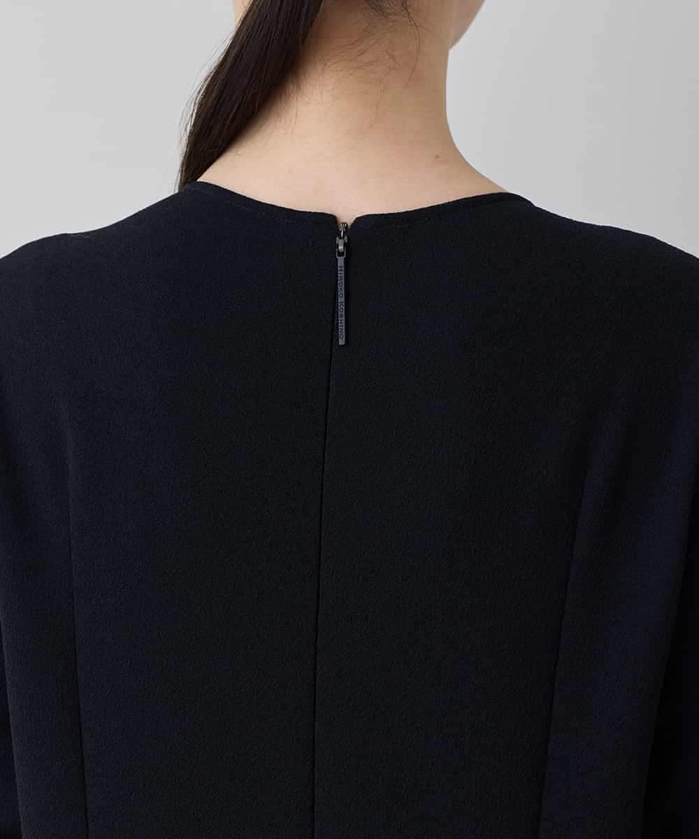 RHPED55660 HIROKO KOSHINO(ヒロココシノ) 配色ライン立体デザインワンピース /日本製/洗える ブラック