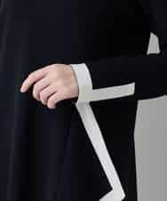 RHPED55660 HIROKO KOSHINO(ヒロココシノ) 配色ライン立体デザインワンピース /日本製/洗える ブラック