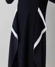 RHPED55660 HIROKO KOSHINO(ヒロココシノ) 配色ライン立体デザインワンピース /日本製/洗える ブラック