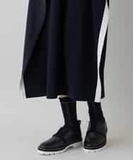 RHPED55660 HIROKO KOSHINO(ヒロココシノ) 配色ライン立体デザインワンピース /日本製/洗える ブラック