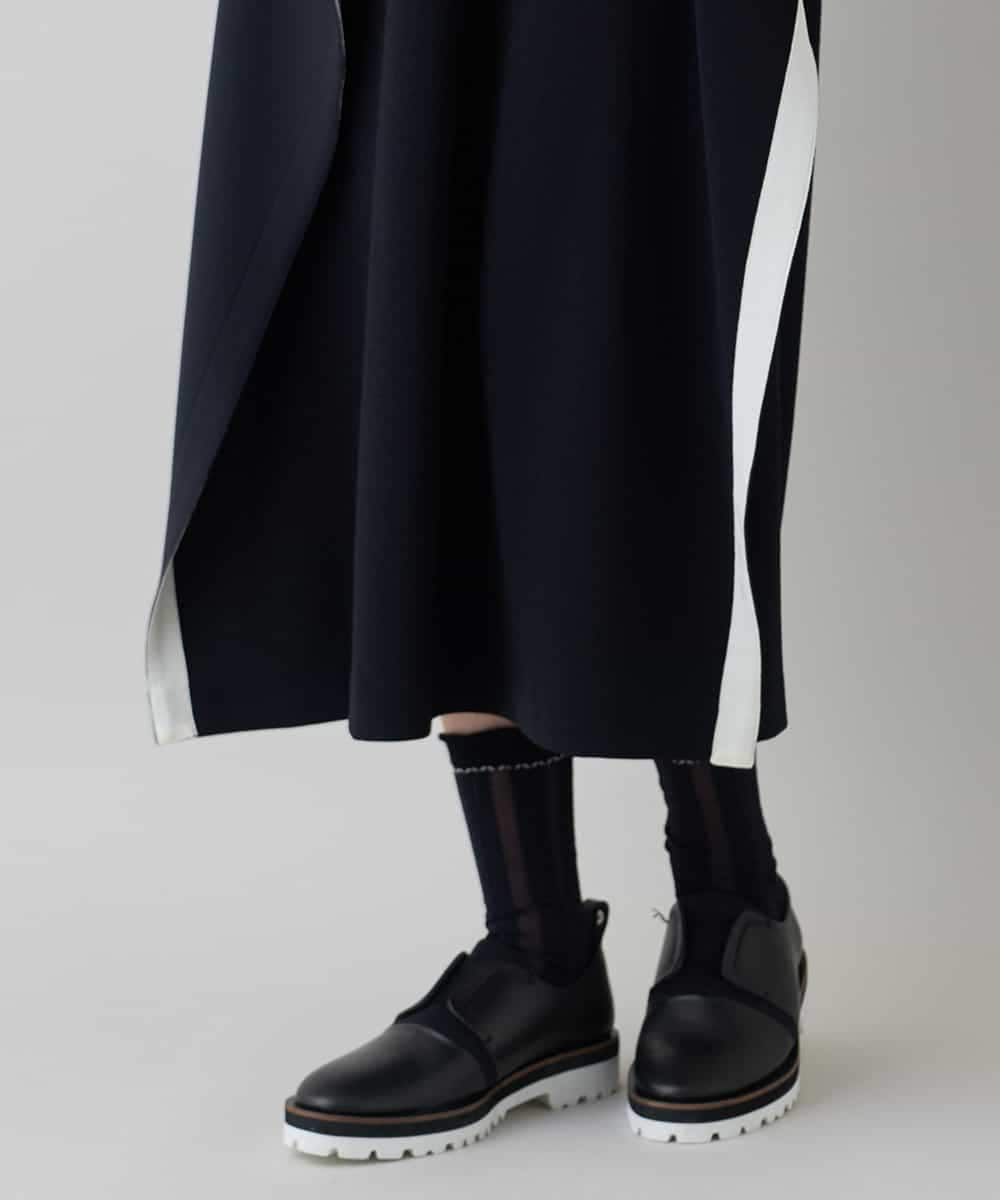 RHPED55660 HIROKO KOSHINO(ヒロココシノ) 配色ライン立体デザインワンピース /日本製/洗える ブラック