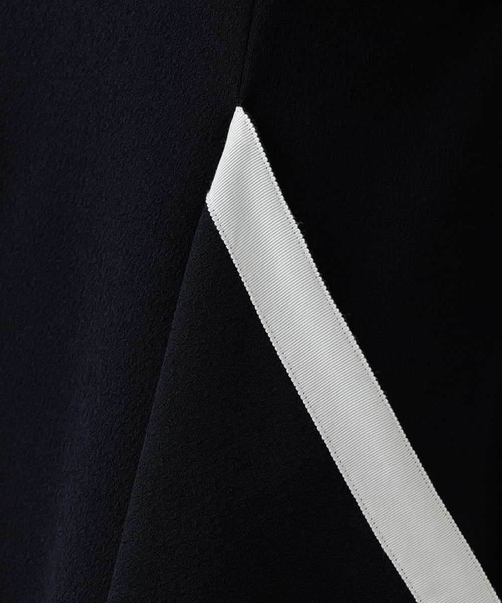 RHPED55660 HIROKO KOSHINO(ヒロココシノ) 配色ライン立体デザインワンピース /日本製/洗える ブラック