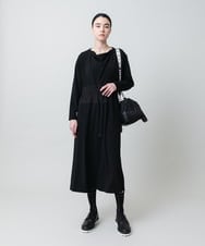 RHPED58590 HIROKO KOSHINO(ヒロココシノ) ドレープネック異素材ジャージーワンピース /日本製/洗える ブラック