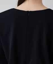 RHPED58590 HIROKO KOSHINO(ヒロココシノ) ドレープネック異素材ジャージーワンピース /日本製/洗える ブラック