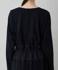 RHPED58590 HIROKO KOSHINO(ヒロココシノ) ドレープネック異素材ジャージーワンピース /日本製/洗える ブラック