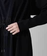 RHPED58590 HIROKO KOSHINO(ヒロココシノ) ドレープネック異素材ジャージーワンピース /日本製/洗える ブラック