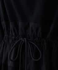 RHPED58590 HIROKO KOSHINO(ヒロココシノ) ドレープネック異素材ジャージーワンピース /日本製/洗える ブラック