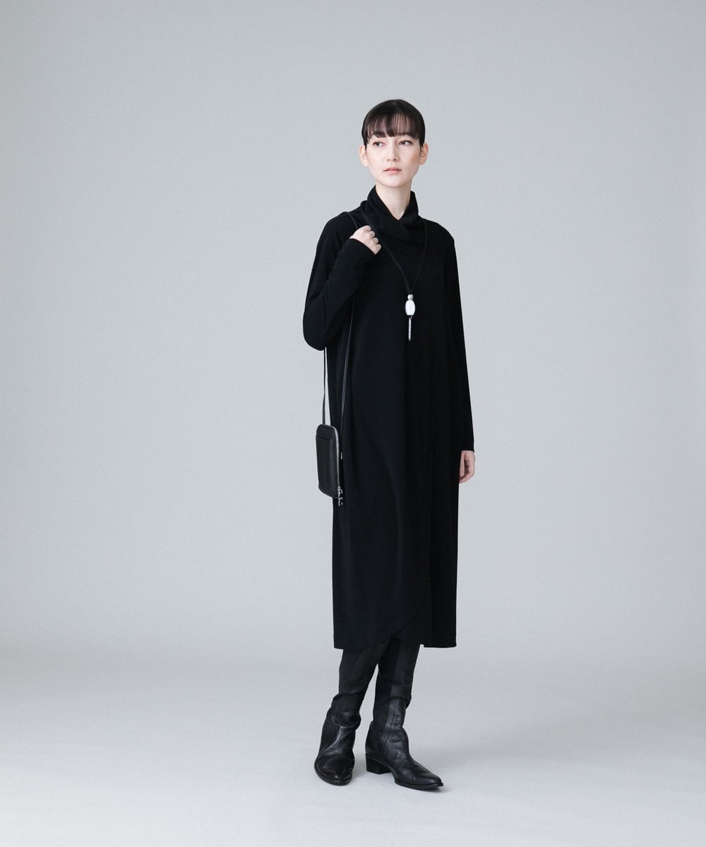 RHPEV09430 HIROKO KOSHINO(ヒロココシノ) 【日本製/洗える】カシュクールネックデザインワンピース ブラック