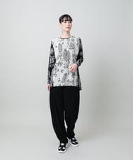 RHPFD03520 HIROKO KOSHINO(ヒロココシノ) ボタニカルプリントチュニック丈ブラウス /日本製/洗える ブラック