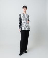 RHPFD03520 HIROKO KOSHINO(ヒロココシノ) 【先行予約】ボタニカルプリントチュニック丈ブラウス /日本製/洗える ブラック