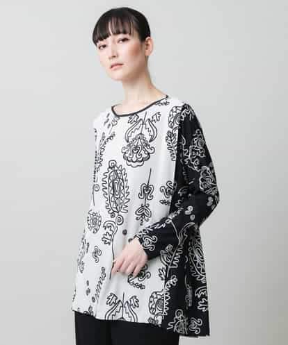 RHPFD03520 HIROKO KOSHINO 【先行予約】ボタニカルプリントチュニック丈ブラウス /日本製/洗える