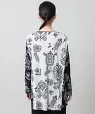 RHPFD03520 HIROKO KOSHINO(ヒロココシノ) 【先行予約】ボタニカルプリントチュニック丈ブラウス /日本製/洗える ブラック