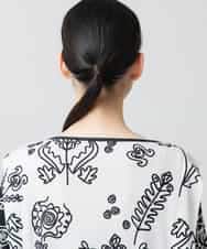 RHPFD03520 HIROKO KOSHINO(ヒロココシノ) 【先行予約】ボタニカルプリントチュニック丈ブラウス /日本製/洗える ブラック