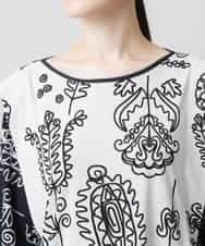 RHPFD03520 HIROKO KOSHINO(ヒロココシノ) 【先行予約】ボタニカルプリントチュニック丈ブラウス /日本製/洗える ブラック